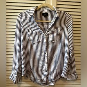 Tinsel Button Down Shirt - Blue & White - Size Medium